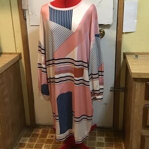 Temu 5xL women’s long Geometric Patterned Pink and Blue Dress